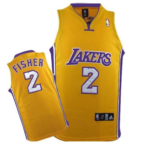 Men's  Los Angeles Lakers #2 Derek Fisher Home Yellow Jersey